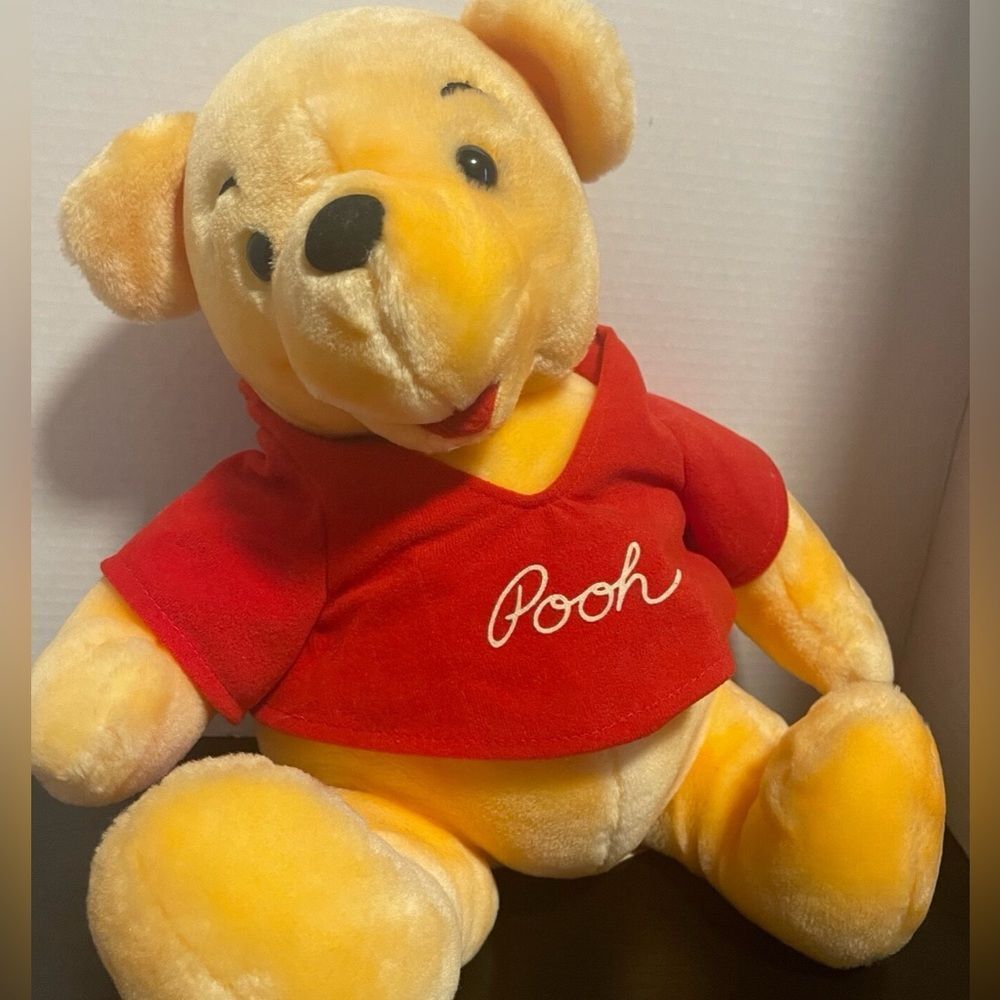 Vintage Disney Pooh Bear Plush - Cream and Red